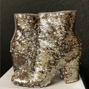 Steve Madden Silver Sequin Ankle Boots